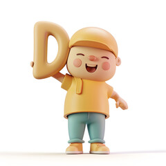 알바펫 D를 들고 있는 3D 애니메이션 캐릭터