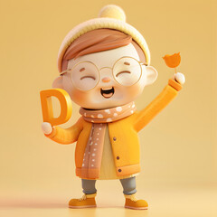 알바펫 D를 들고 있는 3D 애니메이션 캐릭터