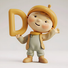 알바펫 D를 들고 있는 3D 애니메이션 캐릭터