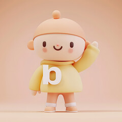 알바펫 D를 들고 있는 3D 애니메이션 캐릭터