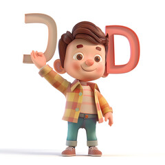 알바펫 D를 들고 있는 3D 애니메이션 캐릭터