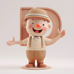 알바펫 D를 들고 있는 3D 애니메이션 캐릭터