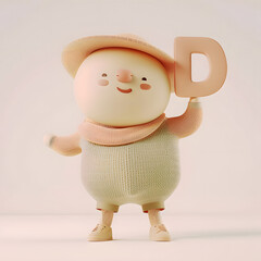 알바펫 D를 들고 있는 3D 애니메이션 캐릭터