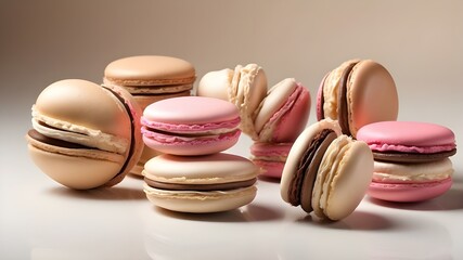 a design inspired by French macaroon biscuits. French macarons in shades of beige, brown, and pink. French cuisine idea