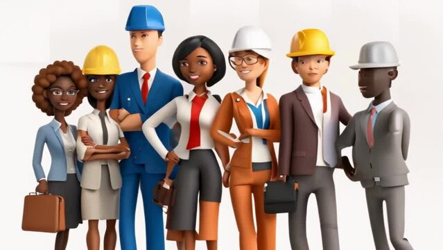 A varied group of animated characters from around the world coming together to work on various projects