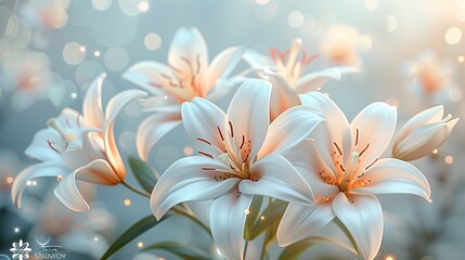 Fototapeta premium Close up of beautiful white lilies