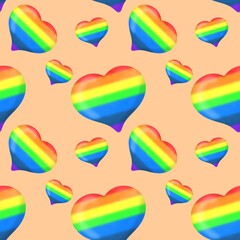 seamless pattern with rainbow heart