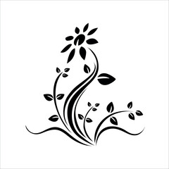 clipart black silhouette vector design flower