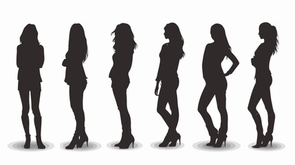 Silhouette of women standing on white background vector