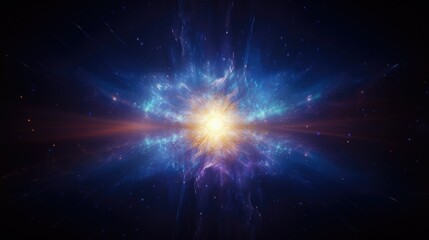 Burst of energy emanating from a central point in a dark space