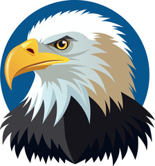 Obraz premium Majestic Bald Eagle Portrait This digital artwork depicts the head of an eagle, likely a bald eagle, the national bird of the United States. The eagle is rendered in a realistic style, with intricate 