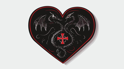 Silhouette sticker in heart shape with cross health style