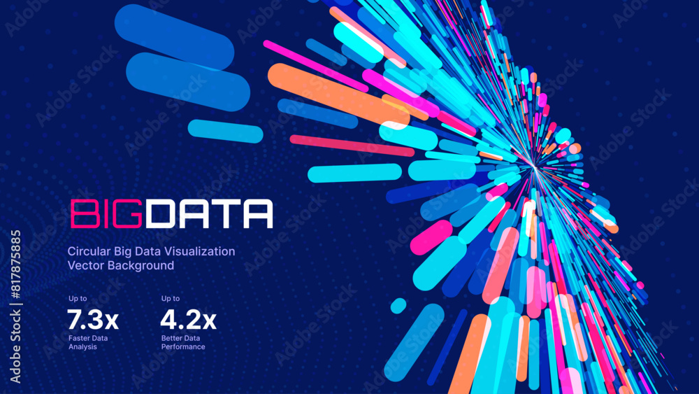Fototapete Big Data Technology Lines. Digital Data Flow Vector Background. 5G Wireless Data Transmission. High Speed of Light Trails. Information Flow in Virtual Reality Cyberspace. Vector Illustration.