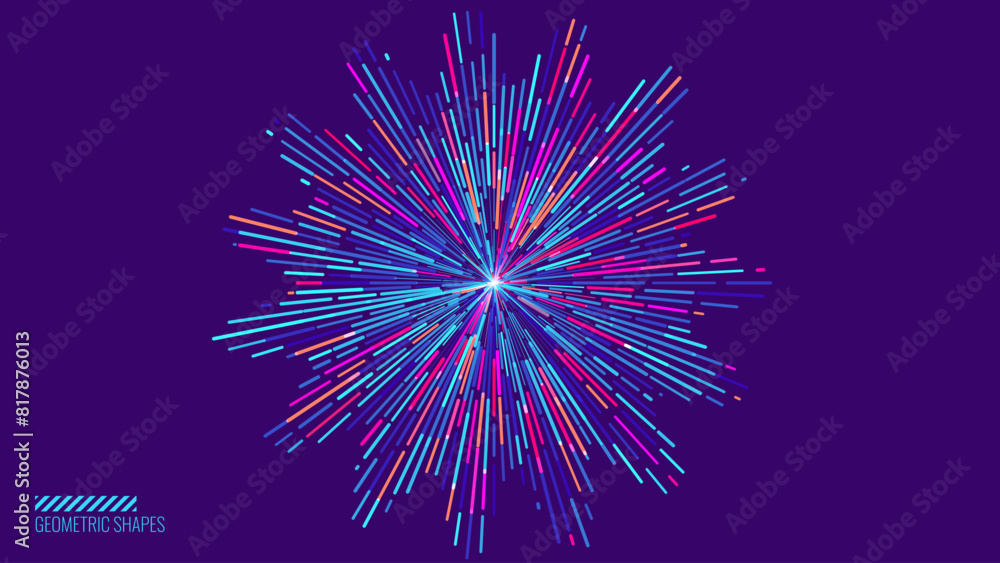 Poster abstract vector explosion. colorful light rays background. abstract shatter burst. cosmic background