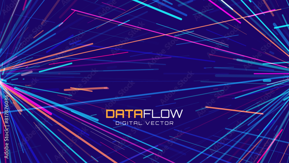 Aufkleber Abstract Colorful Data Flowing Lines. Speed Lines Lights Graphics. Futuristic Linear Backdrop Design. Technology, Big Data, Science Theme Template.