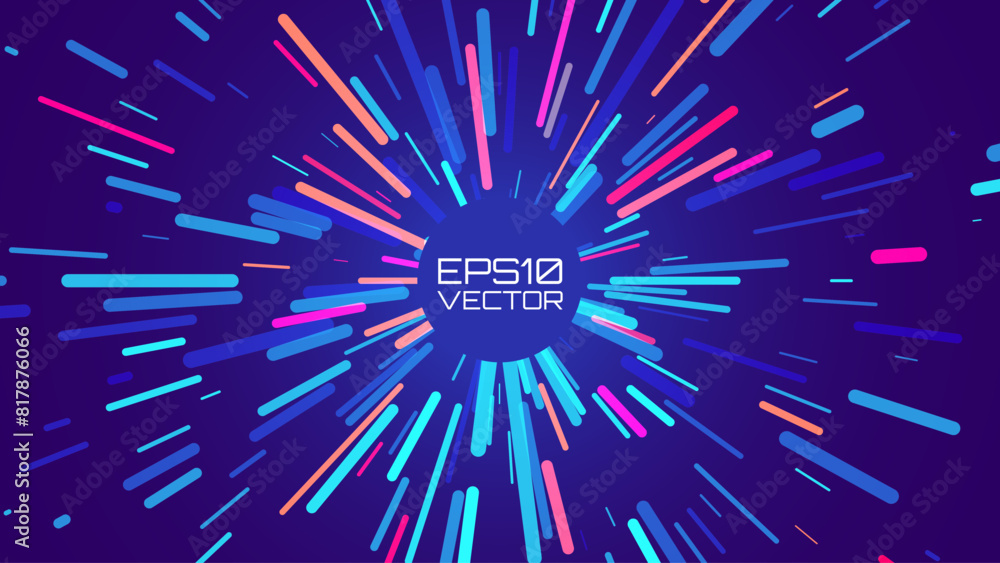 Aufkleber Abstract Colorful Data Flowing Lines. Speed Lines Lights Graphics. Futuristic Linear Backdrop Design. Technology, Big Data, Science Theme Template.