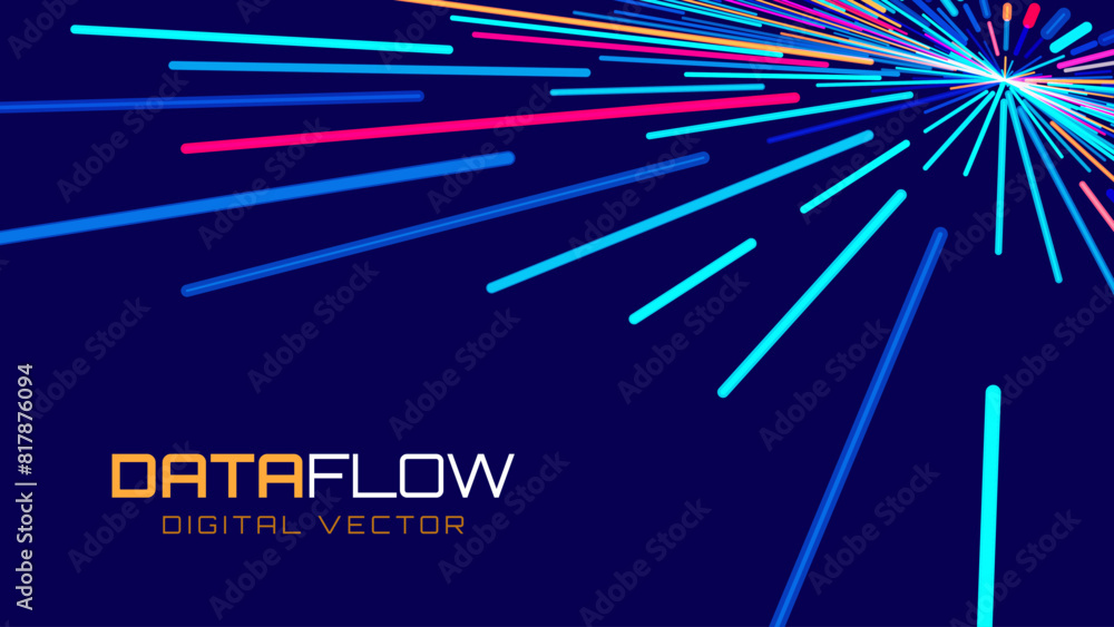 Aufkleber Abstract Colorful Data Flowing Lines. Speed Lines Lights Graphics. Futuristic Linear Backdrop Design. Technology, Big Data, Science Theme Template.
