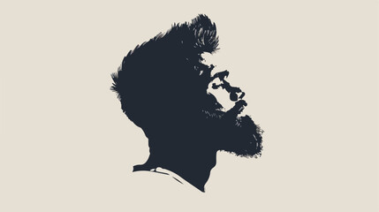 Silhouette with beard and contour mouth Vectot style