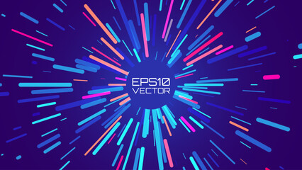 Abstract Colorful Data Flowing Lines. Speed Lines Lights Graphics. Futuristic Linear Backdrop Design. Technology, Big Data, Science Theme Template.