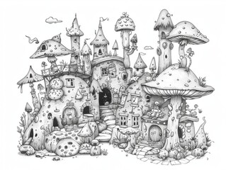 Naklejka premium a Village Inhabited by Tiny, Gnome-Like Creatures