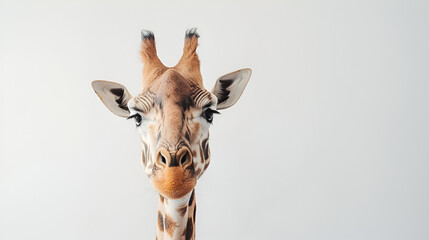 Naklejka premium Giraffe head looking to the camera ,generative ai