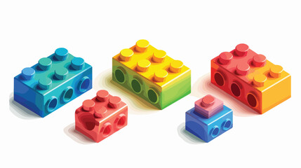 Four of isometric colorful plastic constructor detail
