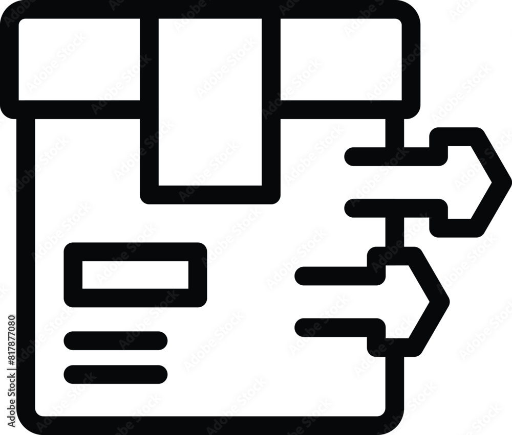 Poster simplified digital icon representing package delivery or shipping processes in outline style