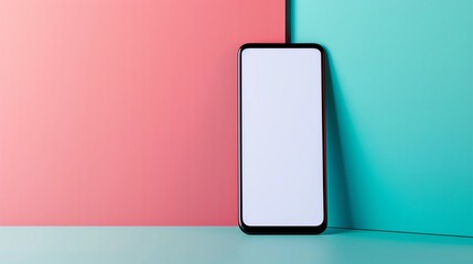 A sleek, modern smartphone with a vibrant display showing blank screen.