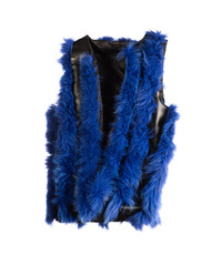 blue fur vest isolated on white background