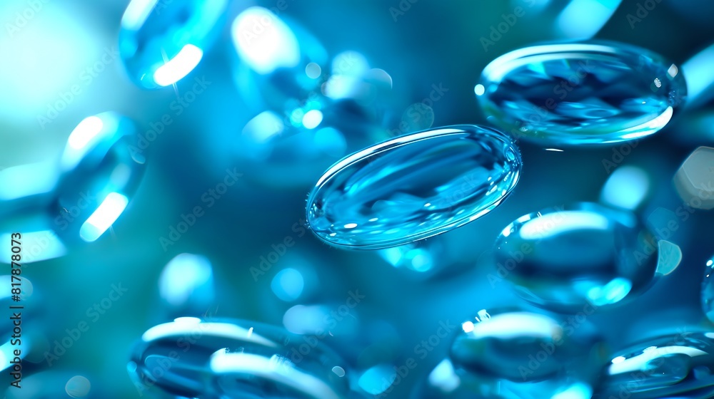 Poster abstract blue bubbles floating in a serene space. minimalistic and modern design elements. ideal for