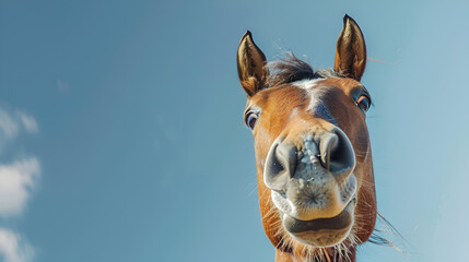 Naklejka premium A horse with a brown mane and a white patch on its face. ,generative ai