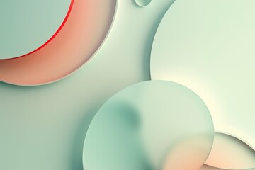 abstract pastel background, simple circle shapes, red and green gradients, soft lighting, minimalistic style, floating elements. 