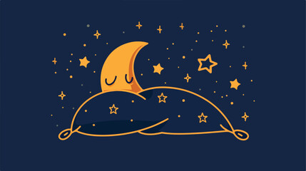 Sleeping pillow with moon and stars line style icon d