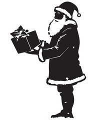 Silhouette Santa claus christmas holiday present closeup