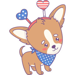 Cute patriotic dog chihuahua. American Independence Day