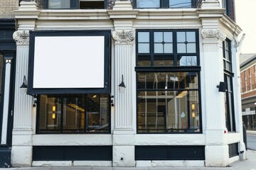 black empty outdoor hanging business signage 