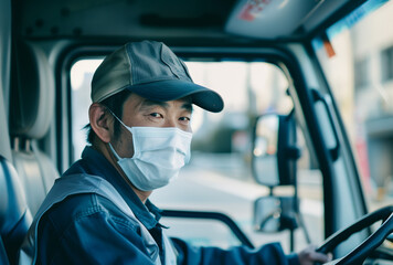  truck driver wearing face mask