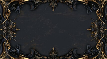 Black ornate frame on black background