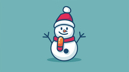 Snow man with hat isolated icon Vectot style vector d