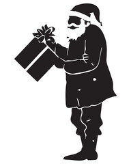 Silhouette Santa claus christmas holiday present closeup