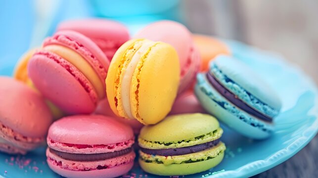 A colorful plate of macarons