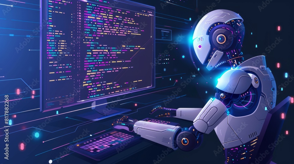 Aufkleber ai providing code assistance to a developer. high tech