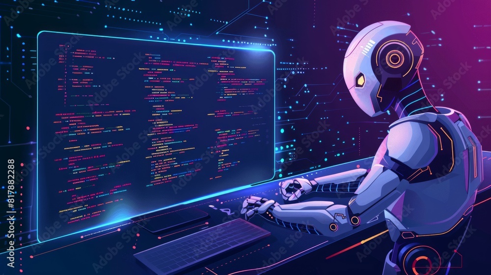 Aufkleber ai providing code assistance to a developer. high tech