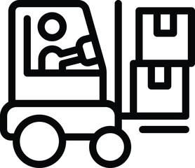 Simple black and white forklift line icon illustration in vector art depicting transportation. Warehouse. Industrial. Shipping. And machinery equipment for logistics and distribution