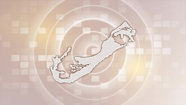 Bermuda Animated Map on Minimal Background, Multi Purpose Background with Ripples and Boxes with Bermuda 3D Map, Useful for Politics, Elections, Travel, News and Sports Events
