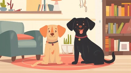Pet adoption flat design front view heartwarming animation vivid