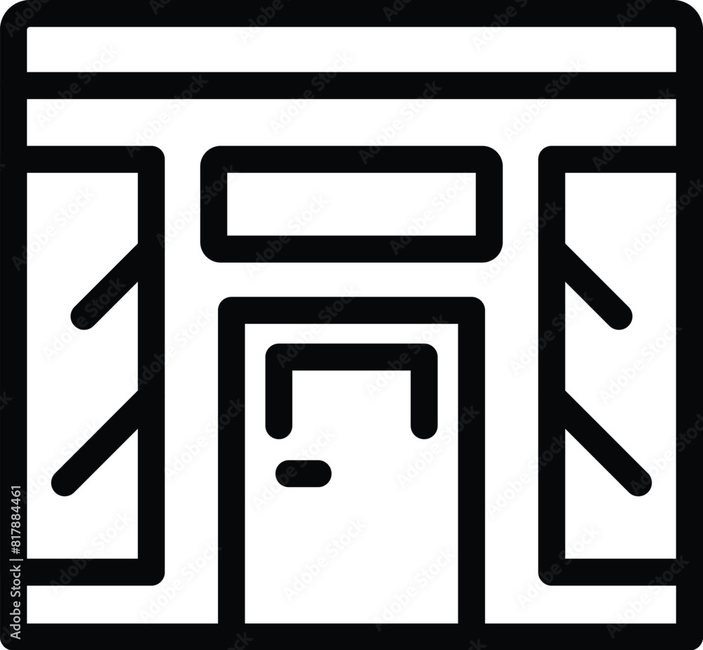 Poster minimalist black and white vector illustration of a simple storefront outline icon design for ecomme