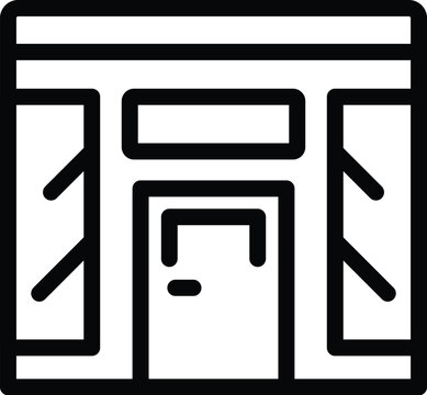 recommend clip art: Minimalist black and white vector illustration of a simple storefront outline icon design for ecommerce web and mobile app user experience