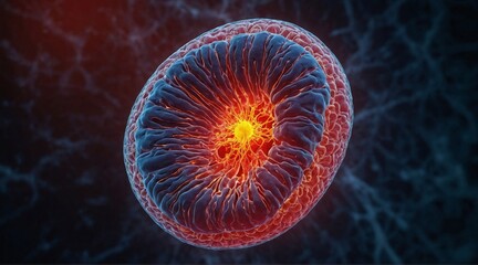 Obraz premium 3D Illustration of human mitochondria. Generative AI.