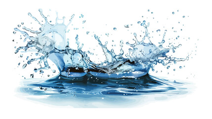 Splash of clean water on white background Vectot style